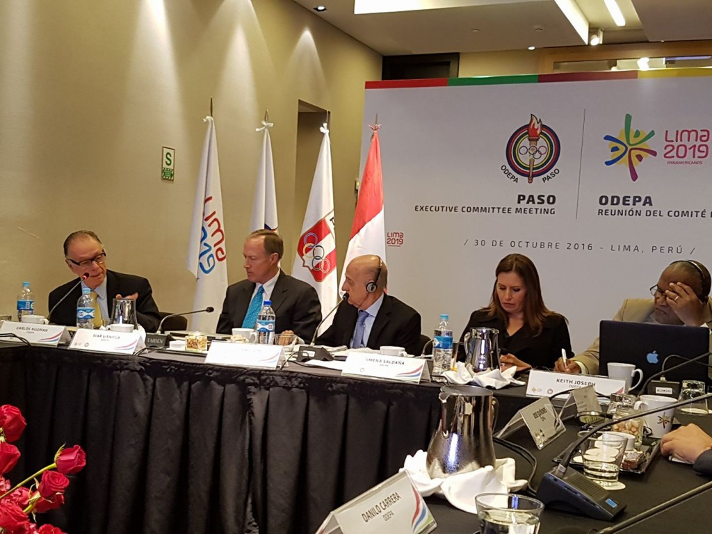 PASO President Julio Maglione, centre, led discussions on Lima's preparations for the 2019 Pan American Games, which is facing several challenges ©Facebook/Lima 2019