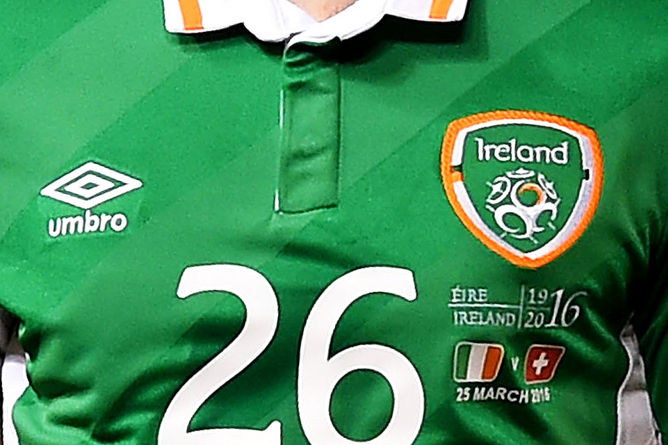 The Republic of Ireland had the tribute on their shirts for a friendly against Switzerland in March ©Getty Images