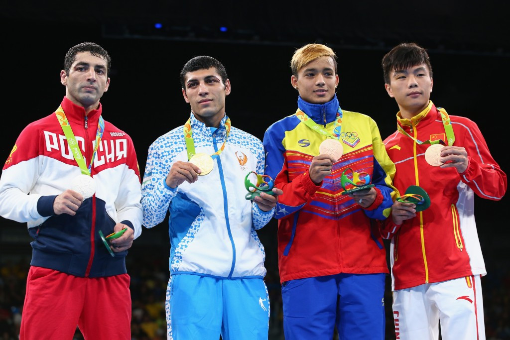 Misha Aloyan, left, faces being stripped of his Rio 2016 boxing silver medal for doping ©Getty Images