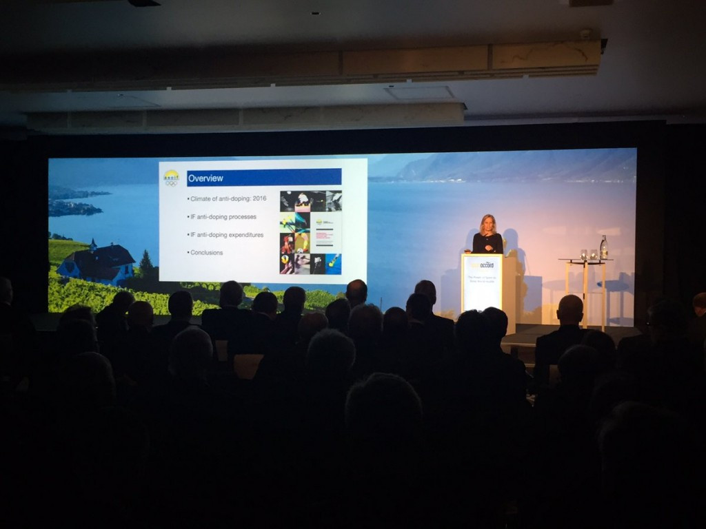 Canada's Margo Mountjoy presented the findings of the report during this week's IF Forum in Lausanne ©Twitter/ASOIF