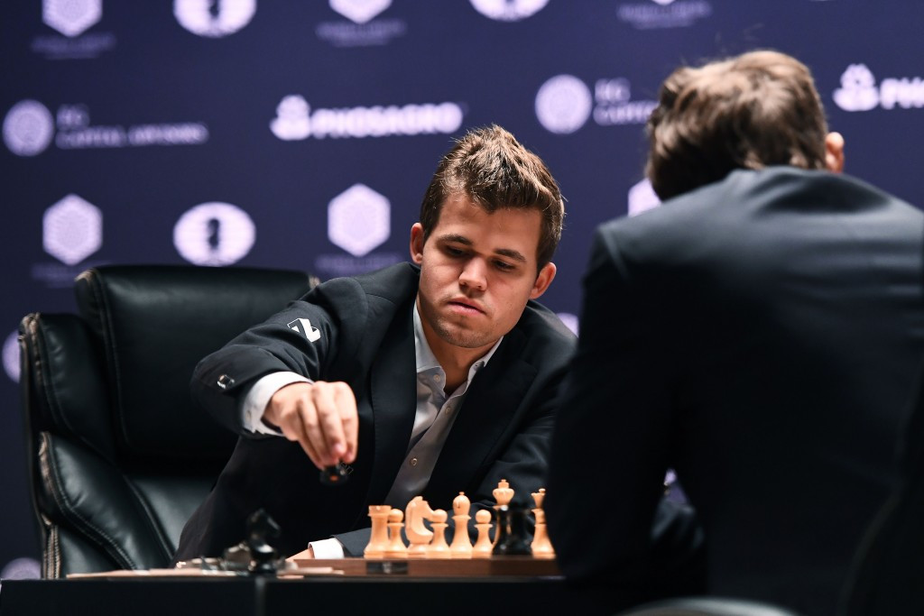 Magnus Carlsen opened the match with the Trompowsky Attack ©Getty Images 