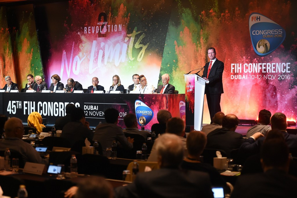 Incoming FIH chief executive Jason McCracken was given the chance to address the Congress ©Getty Images