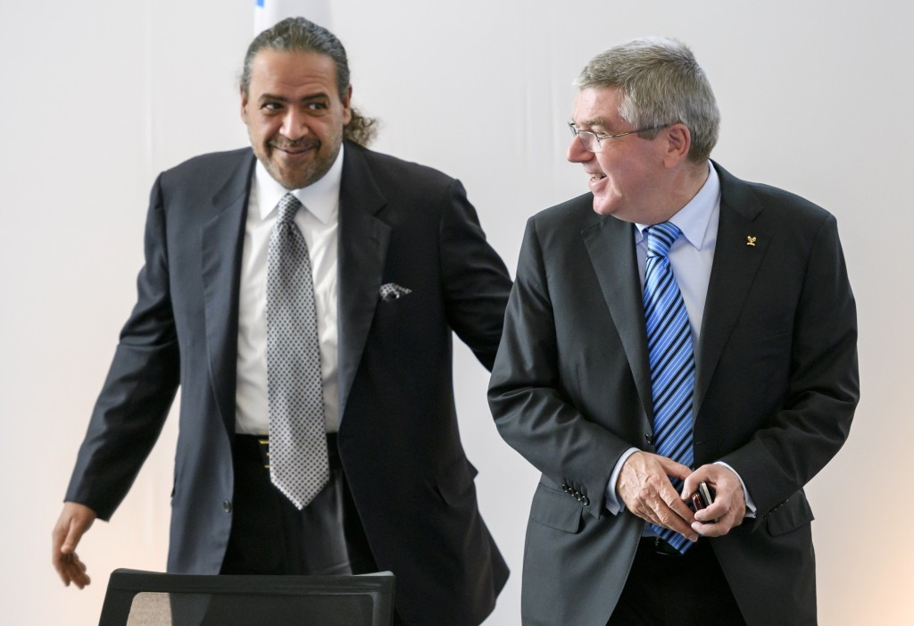 Sheikh Ahmad Al-Fahad Al-Sabah (left) thanked the Qatar Olympic Committee for staging the General Assembly, which will be attended by IOC President Thomas Bach (right) ©Getty Images