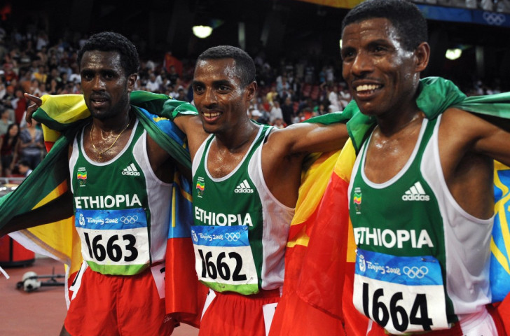 Haile Gebrselassie finished sixth in the 2008 Olympic 10,000m final behind fellow Ethiopians Silesi Sihine, silver medallist (left) and champion Kenenisa Bekele. He has since campaigned on Bekele's behalf, and will now be working closely with Sihine, who is President of the Ethiopian Athletes' Association ©Getty Images
