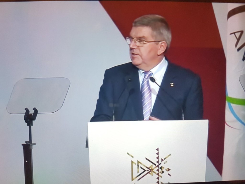 Thomas Bach delivered a strong defence on his achievements this year at the ANOC General Assembly ©Twitter/Brian Lewis