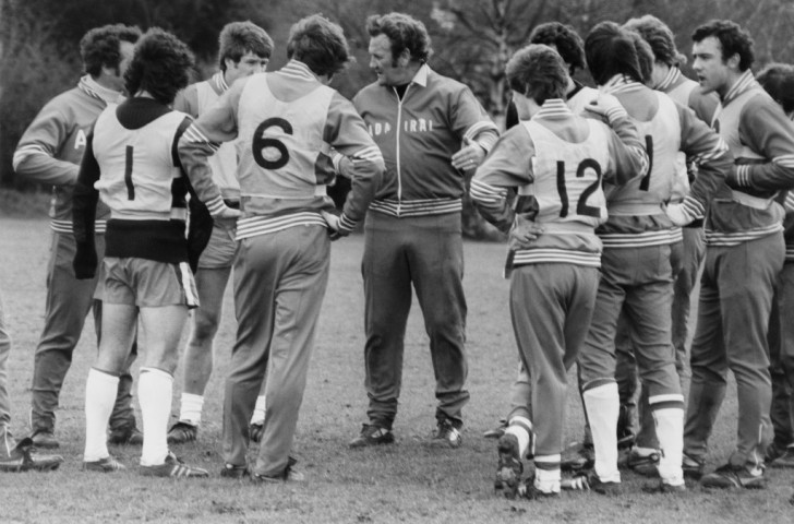 England manager Don Revie works with his players before a 1977 World Cup qualifier. Obligatory carpet bowls and bingo kept his players out of trouble during their downtime at the team hotel. They hated it ©Getty Images