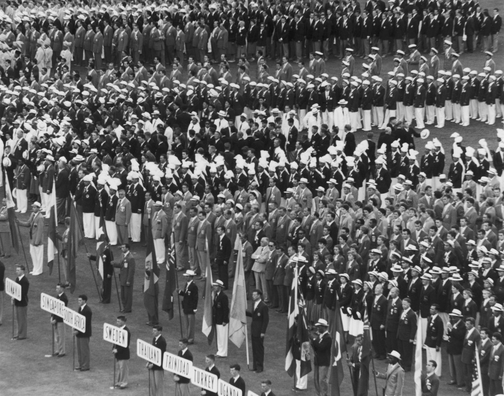 The international teams assemble at Melbourne Cricket Ground for the Opening Ceremony of the 1956 Summer Olympics ©Getty Images