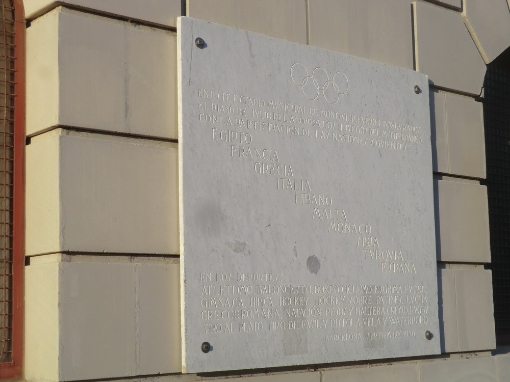 A commemorative plaque recording the 1955 Mediterranean Games ©Philip Barker 