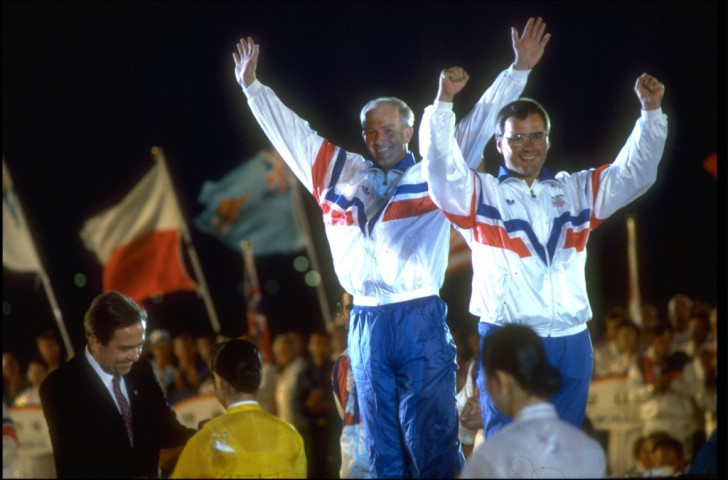 Bryn Vaile, pictured (right) alongside fellow Star Class yachting champion Michael McIntyre at the 1988 Seoul Games medal ceremony, believes that an Olympic ban for serious doping cheats can stand up legally ©Getty Images