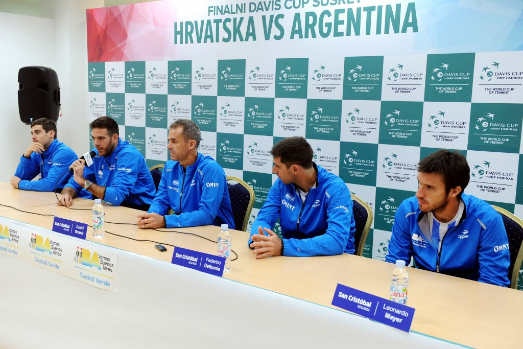 Argentina players prepare for the Davis Cup final against Croatia in Zagreb ©Getty Images