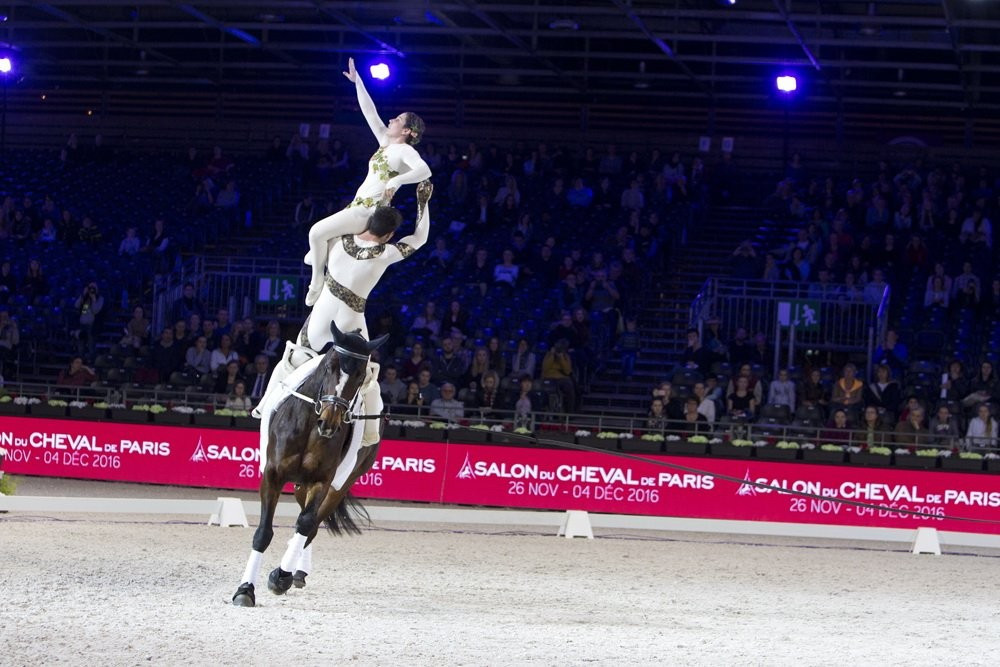 Lucie and Simon Chevrel claimed the top prize in the FEI World Cup Vaulting pas-de-deux category ©FEI