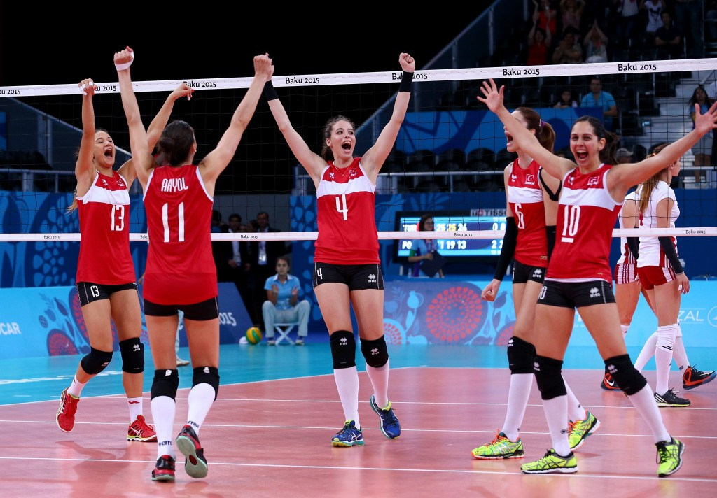 Turkey celebrated gold in the women's volleyball after beating Poland ©Getty Images