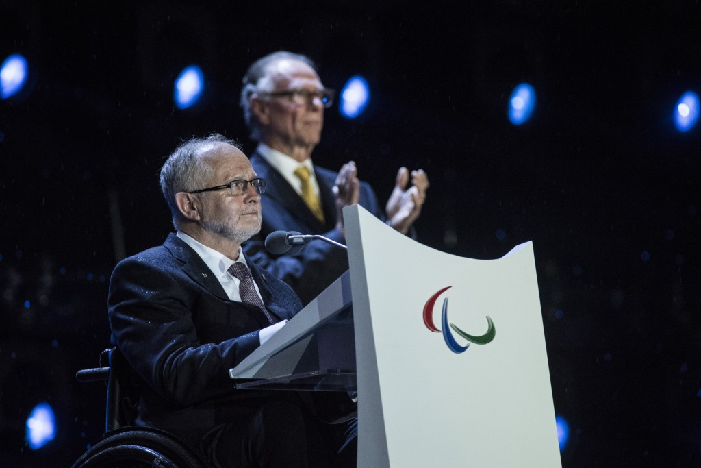 IPC President Sir Philip Craven praises the success of Rio 2016 during the Closing Ceremony ©Getty Images