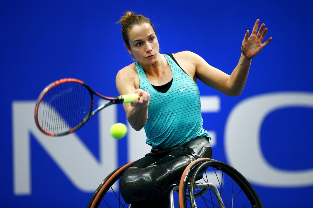 Paralympic champion Jiske Griffioen of The Netherlands maintained her bid to defend her title by battling to a 6-2, 7-5 victory over Lucy Shuker of Britain ©Getty Images