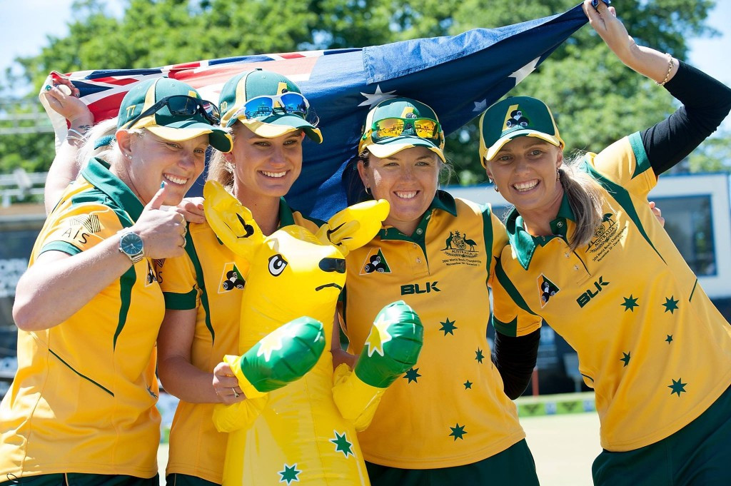 Australia's women's fours took the World Championships title with a 23-8 over old rivals England in Christchurch ©Bowls New Zealand/Facebook