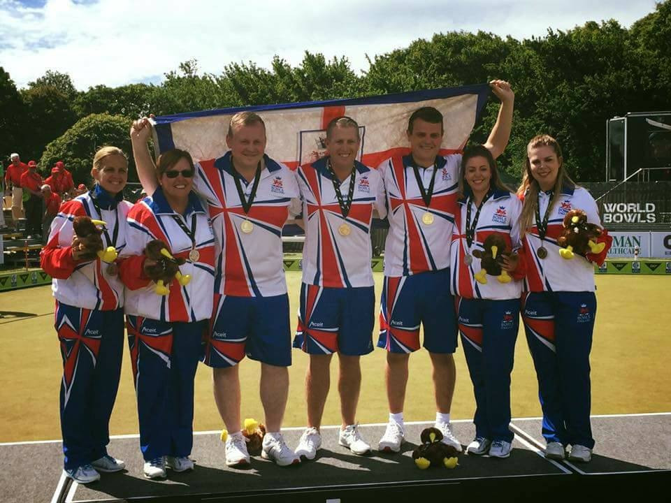 England won a gold medal in the men's triple and silver in the women's four at the World Bowls Championships in Christchurch ©Bowls England/Facebook