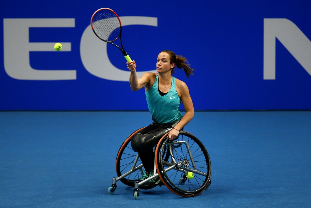 The Netherlands' Jiske Griffioen has moved to within one win of defending her women's singles crown at the NEC Wheelchair Tennis Masters in London ©Getty Images