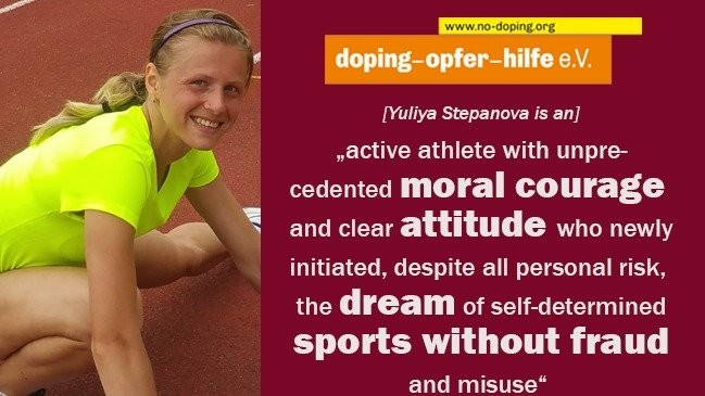 Doping-Opfer-Hilfe e.V. has paid tribute to Yuliya Stepanova ©Doping-Opfer-Hilfe e.V.