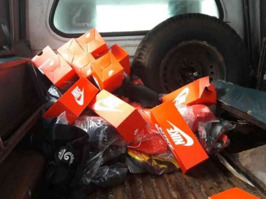 Nike kit seized from an apartment belonging to Ben Ekumbo ©Kenya Police Service