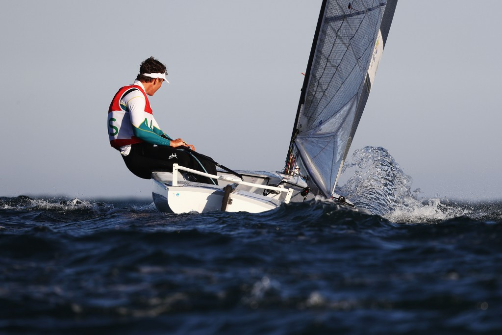 Jake Lilley of Australia leads the men's finn class at the Sailing World Cup final in Melbourne ©Getty Images