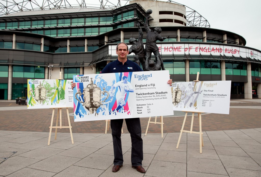 Former England captain and coach Martin Johnson has launched the official ticket design for this year’s Rugby World Cup at Twickenham Stadium ©England 2015