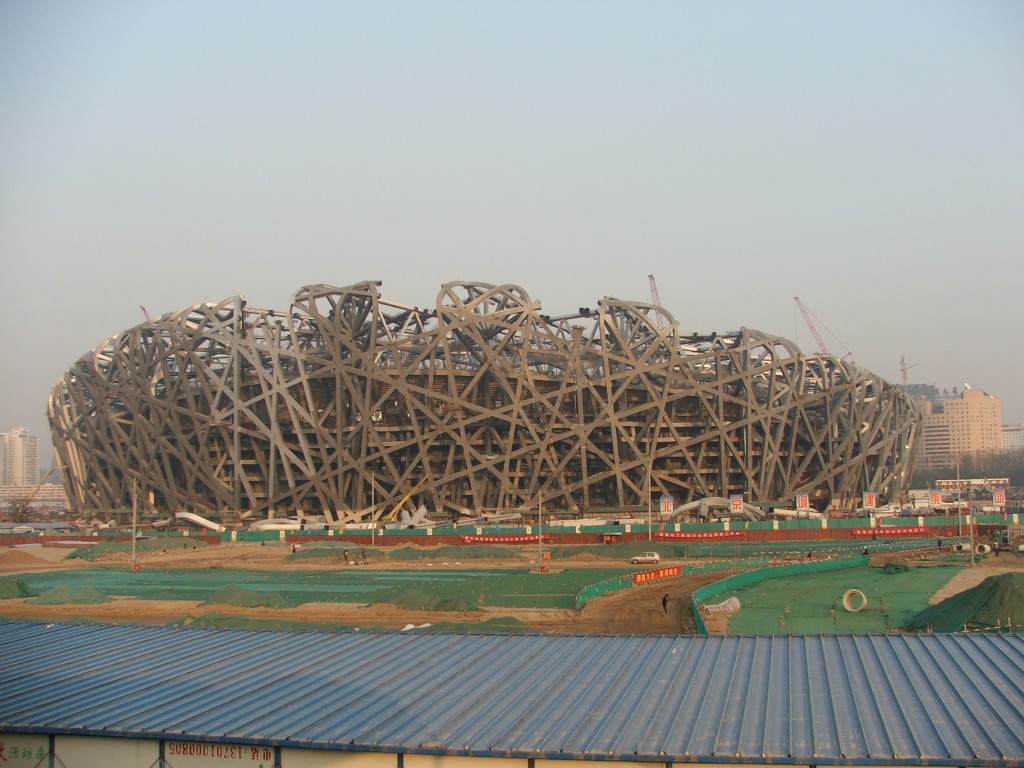 Beijing's Bird's Nest Stadium was well advanced two years before the Games ©Philip Barker