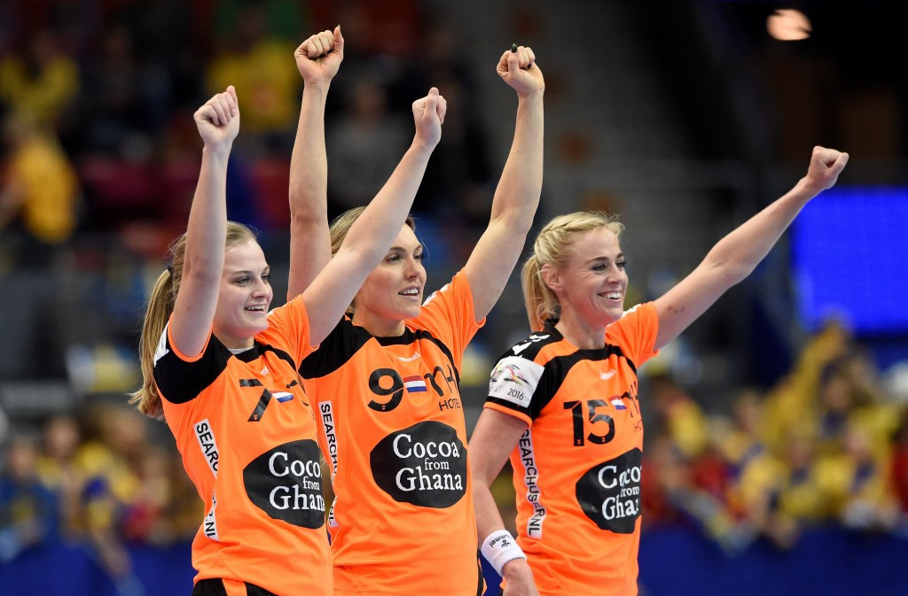 Dutch players celebrate another victory at the European Handball Championships ©Getty Images