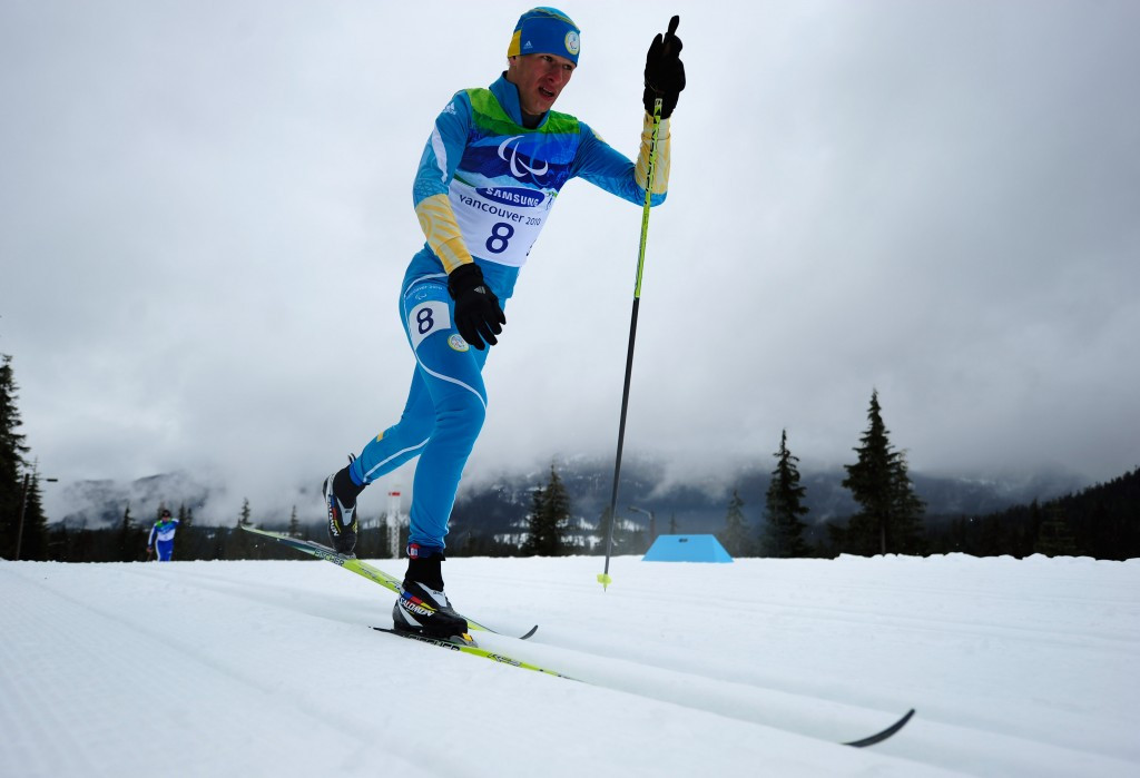 Grygorii Vovchynskyi (pictured) partnered Grygorii Reptyukh to biathlon relay gold ©Getty Images