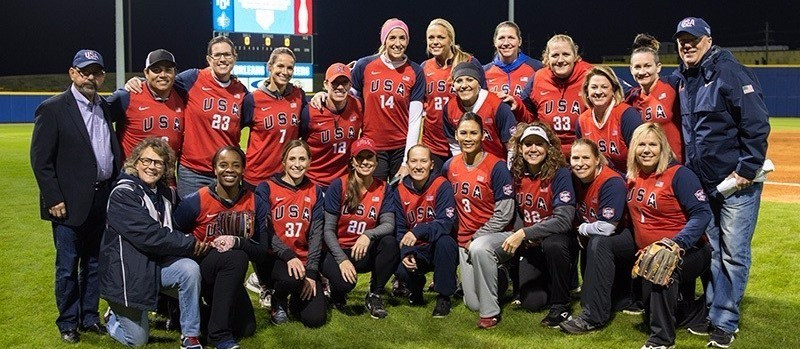 American softball veterans reunite to play exhibition game to mark sport's entry into Olympic programme