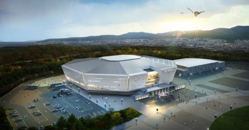 An artists impression of the Gangneung Hockey Centre due to host competition at Pyeongchang 2018 ©Pyeongchang 2018