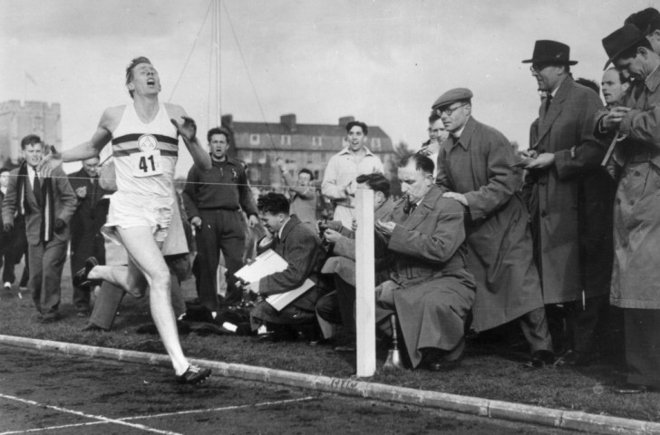 Roger Bannister breaks the four-minute mile on May 6, 1954 - as much a mental as a physical breakthrough. It could be the same in the marathon ©Getty Images