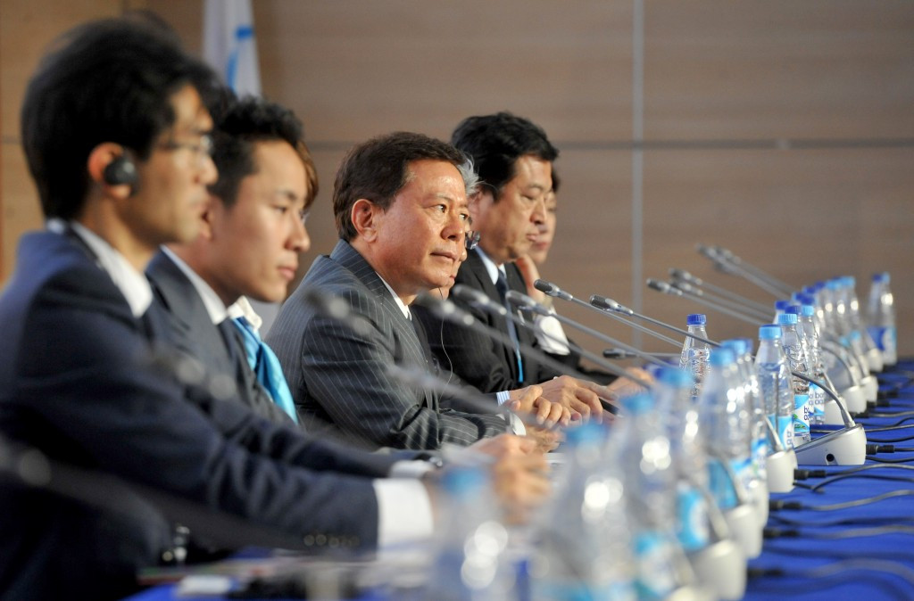 Tokyo 2020 pictured presenting at the 2013 SportAccord convention in Saint Petersburg ©Getty Images