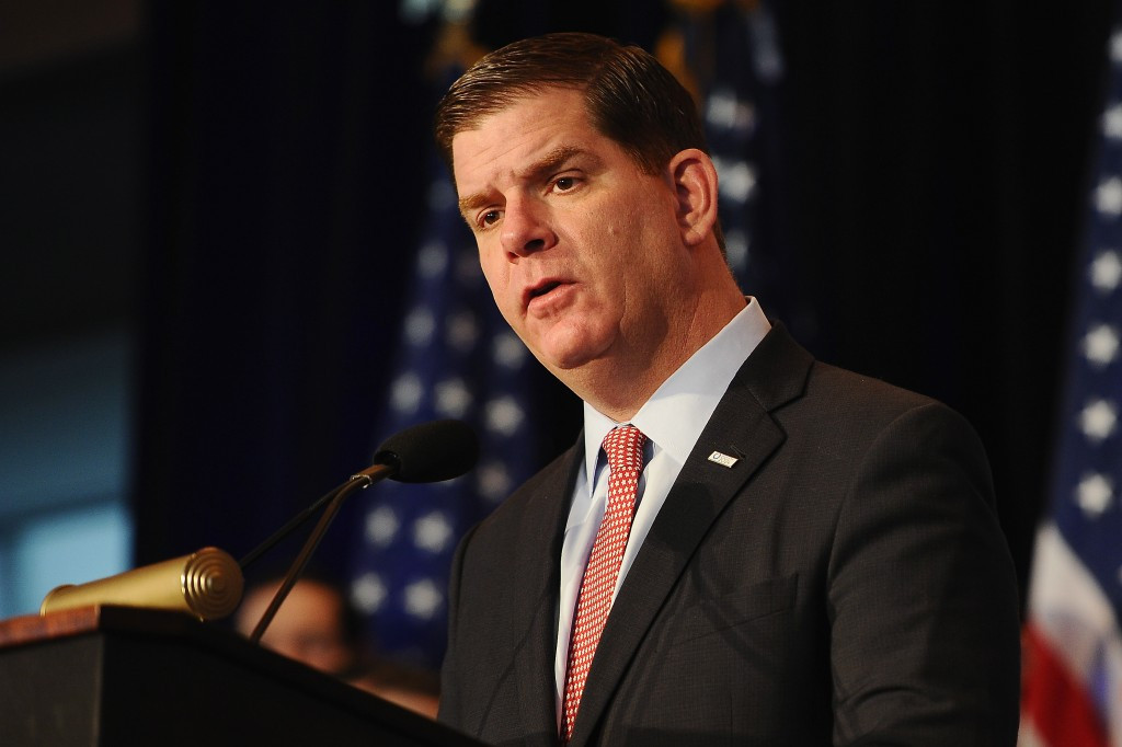 Boston Mayor Marty Walsh flew to California to discuss the bid with USOC officials, including Larry Probst, on Monday ©Getty Images