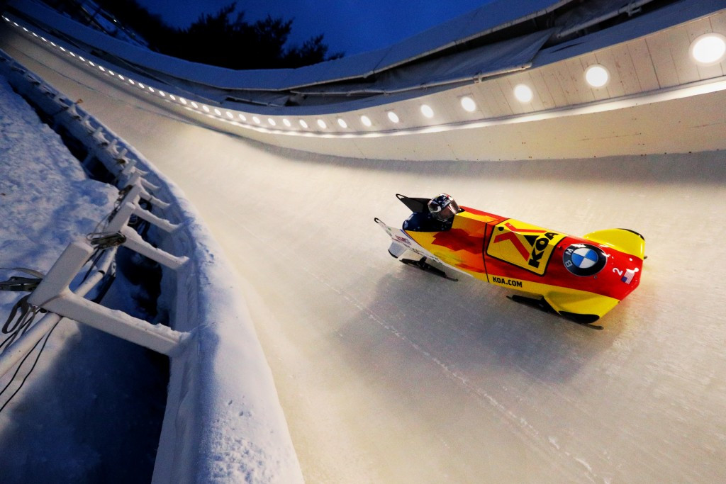 The United States' Jamie Greubel Poser won the women's bobsleigh event in a track record time ©Getty Images