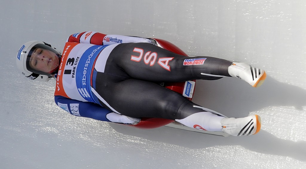 Erin Hamlin of the United States, bronze medallist at the Sochi 2014 Winter Olympic Games, took the women’s World Cup race honours ©Getty Images