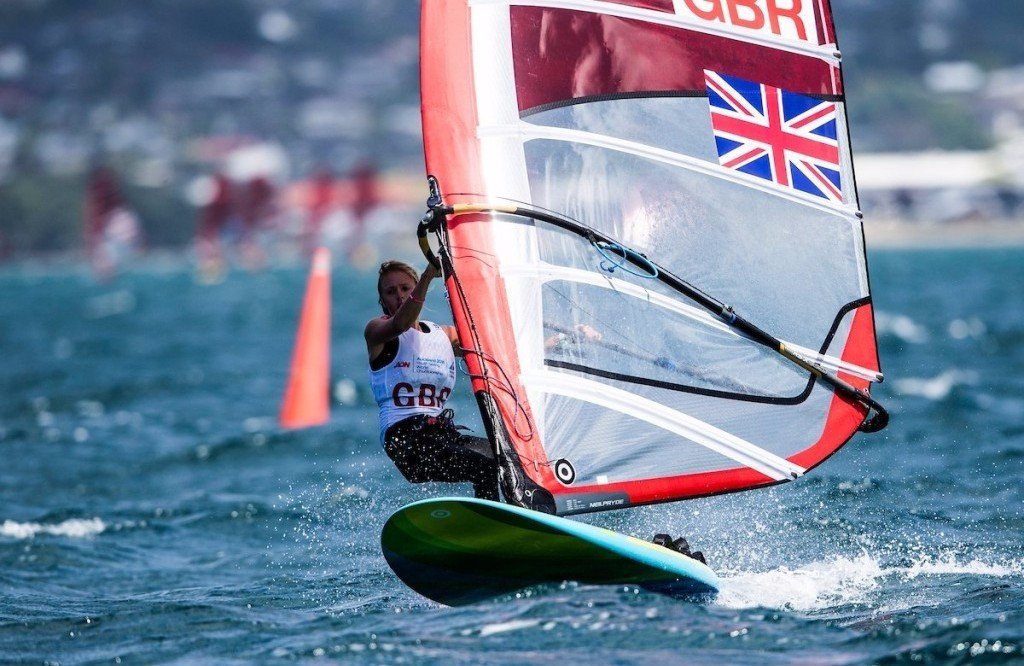 Emma Wilson of Britain is in pole position in the girl's RS:X ©World Sailing