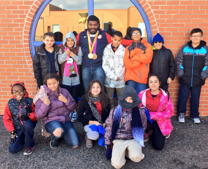 Coats were handed out to grateful youngsters at the school ©US Paralympics/Twitter