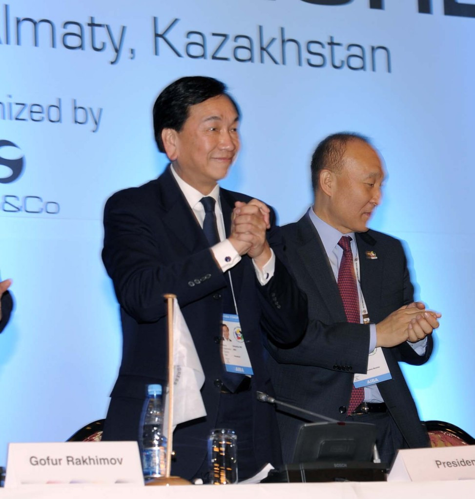 AIBA President C K Wu, left, is threatening criminal action against former executive director Ho Kim, right, after nearly half of a $10 million loan from an Azerbaijan-based company was allegedly left unaccounted for ©AIBA