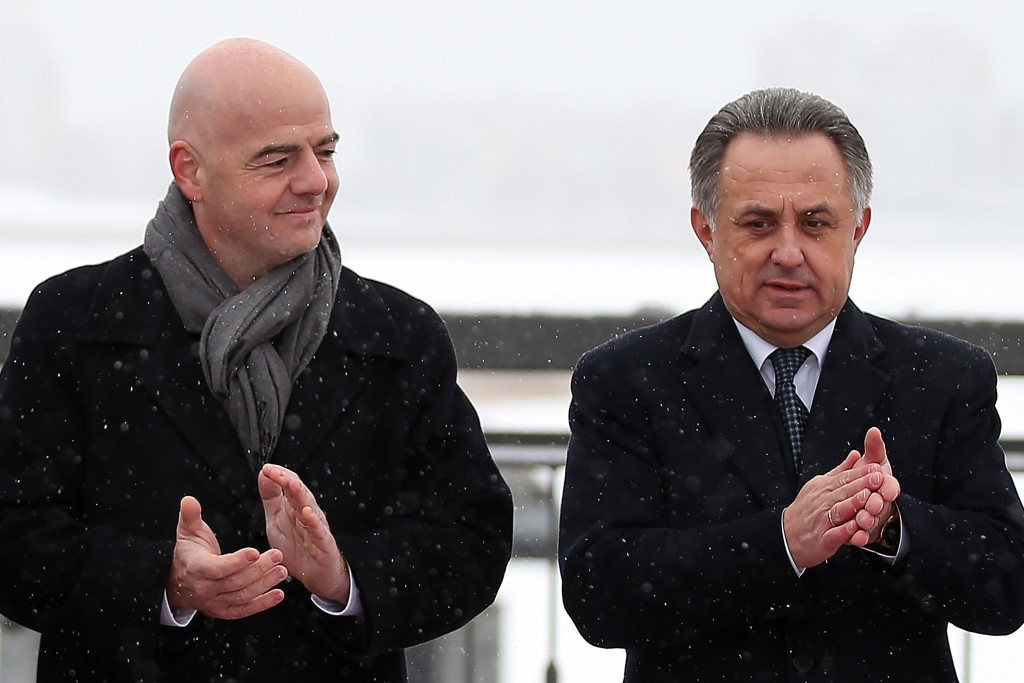Vitaly Mutko (right) is vying for a place on the FIFA Council, which currently has 33 members, including FIFA President Gianni Infantino (left) ©Getty Images