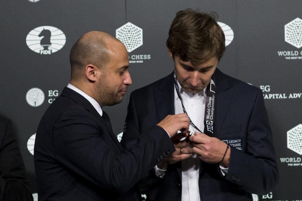 Vladimir Putin has tipped Russian chess player Sergey Karjakin for future success after he suffered an agonising defeat in an epic encounter with Norway's Magnus Carlsen in the final of the World Championships ©Getty Images