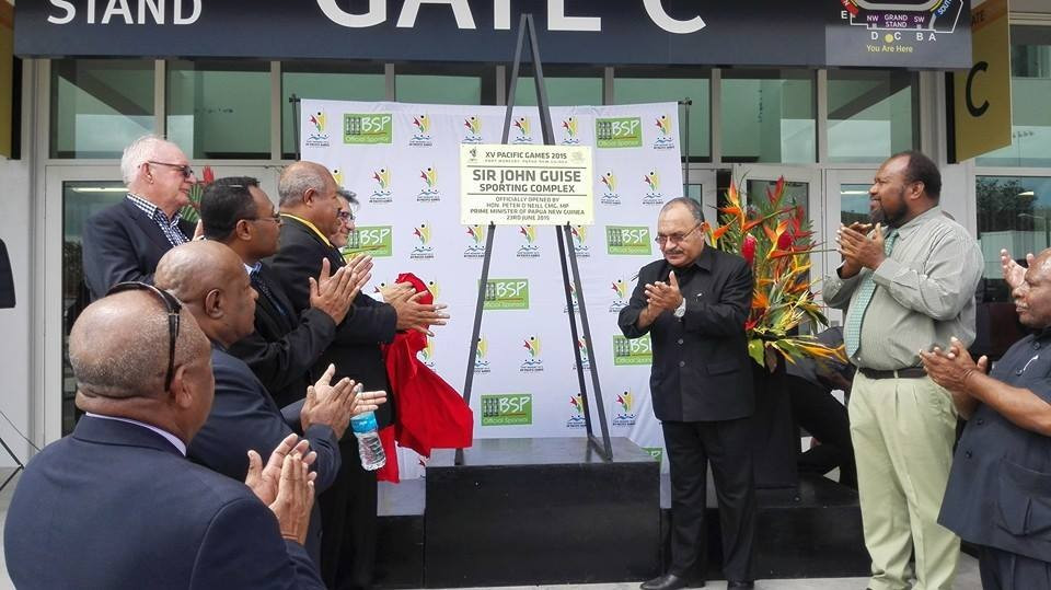 Papua New Guinea Prime Minister Peter O'Neill has been attending the official opening of some of the venues this week including the recently renovated Sir John Guise Stadium ©Justin Tkatchenko/Facebook