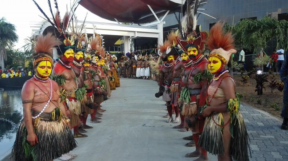 Guests and delegates attending the City Hall opening were given a traditional Papua New Guinean welcome ©Justin Tkatchenko/Facebook