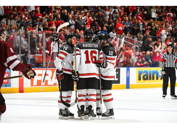 Canada thrashed Latvia 10-2 today ©IIHF 