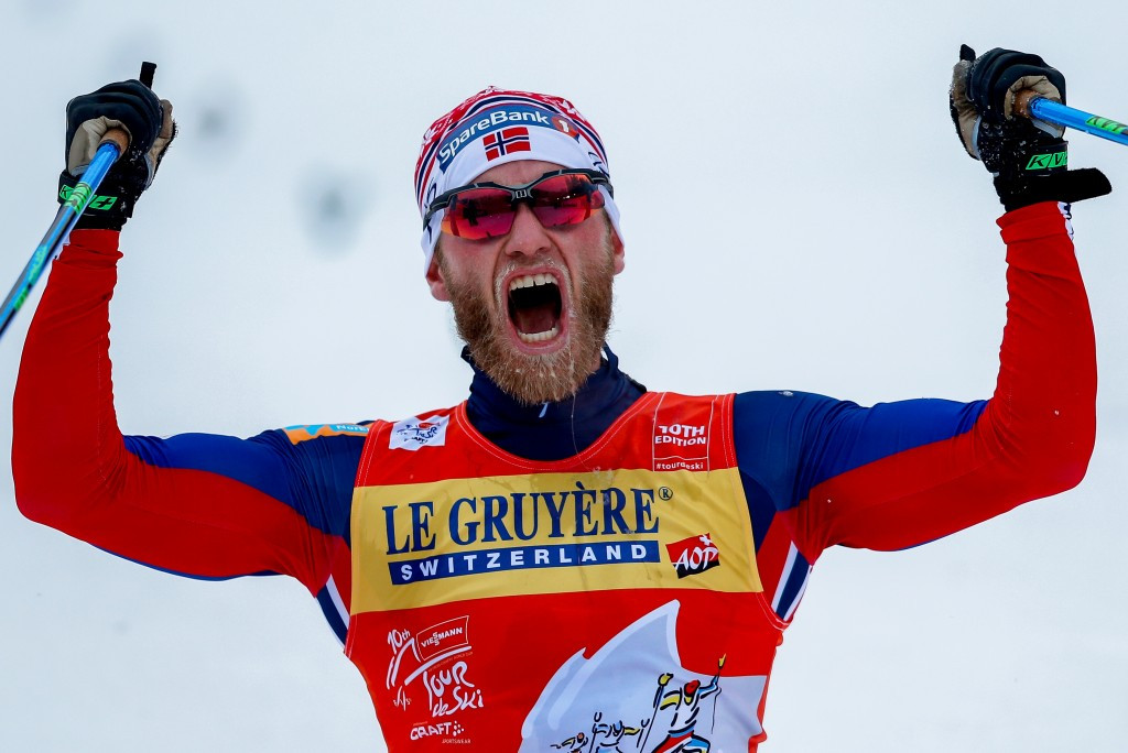 Martin Johnsrud Sundby celebrates his Tour de Ski in 2016 ©Getty Images