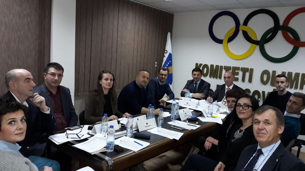 The new Executive Board of the Kosovo Olympic Committee gather in a first meeting following their election ©Facebook