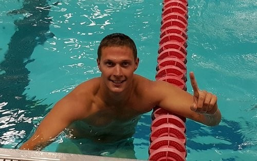 The United States's Logan Storie set a world record time in the swimming event at the UIPM Senior World Championships in Berlin ©USA Pentathlon