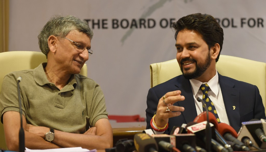 BCCI secretary Ajay Shirke (left), pictured here with Anurag Thakur, has also been told to resign ©Getty Images