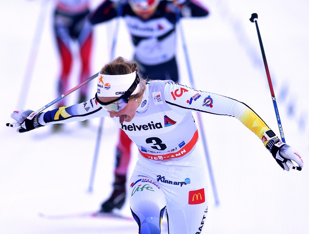 Sweden's Stina Nilsson won the skiathlon to regain the overall Tour de Ski lead ©Getty Images