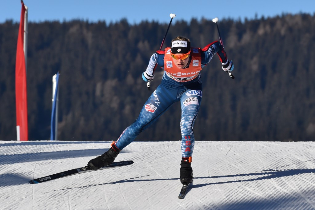 Jessica Diggins claimed the stage win in the women's event, while her American team-mate Sadie Bjornsen achieved a maiden World Cup podium finish ©Getty Images