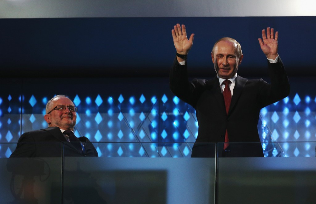 Sir Philip Craven (left) alongside Russian President Vladimir Putin at the Opening Ceremony of Sochi 2014 ©Getty Images